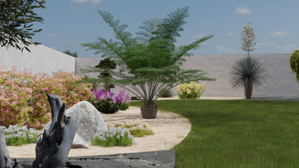 3D Réaliste d'un jardin